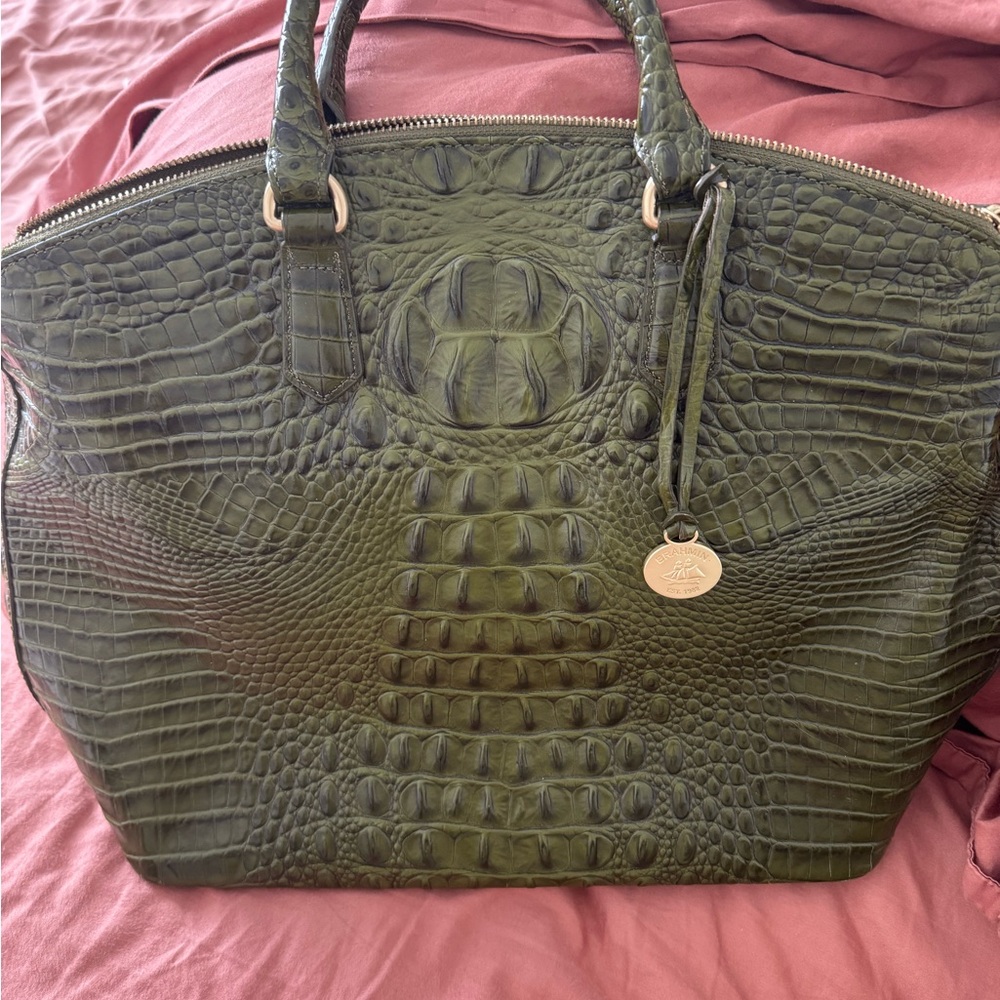 Like new Brahmin Olive Green Alligator Bag